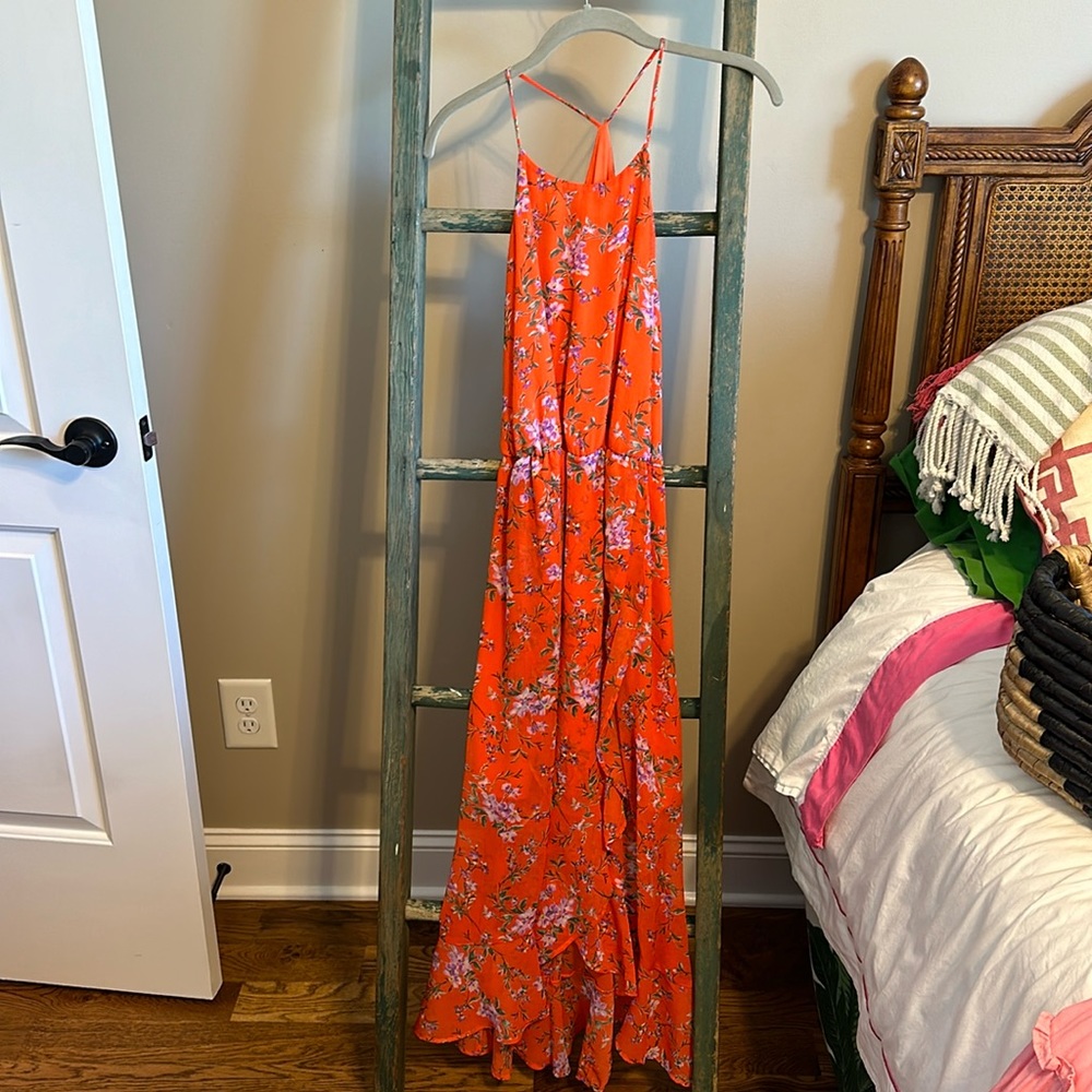 Lush asymmetrical hem maxi dress